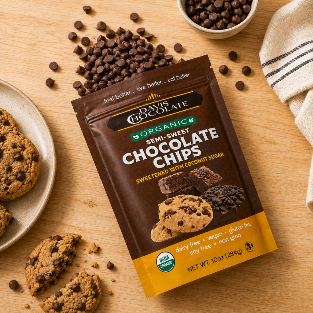 Organic Semi-Sweet Chocolate Chips, Vegan, Dairy Free, Gluten Free, Soy Free, 3 Simple Ingredients, Baking & Snacking Chocolate Chips
