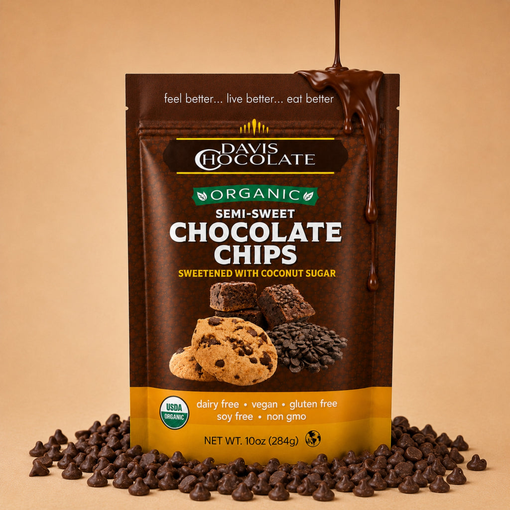 Organic Semi-Sweet Chocolate Chips, Vegan, Dairy Free, Gluten Free, Soy Free, 3 Simple Ingredients, Baking & Snacking Chocolate Chips