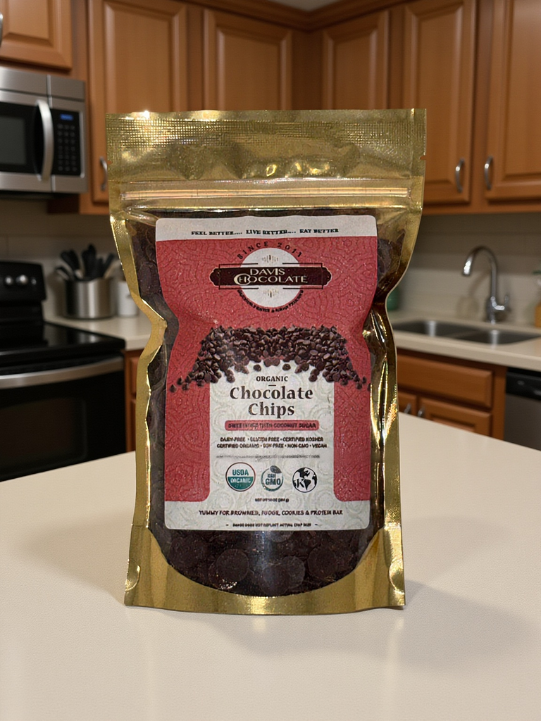 Organic Dark Chocolate Baking Chips Sweetened with Coconut Sugar