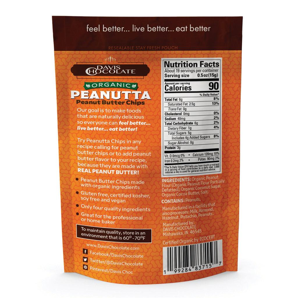 Organic Peanut Butter Baking Chips Sweetened with Coconut Sugar