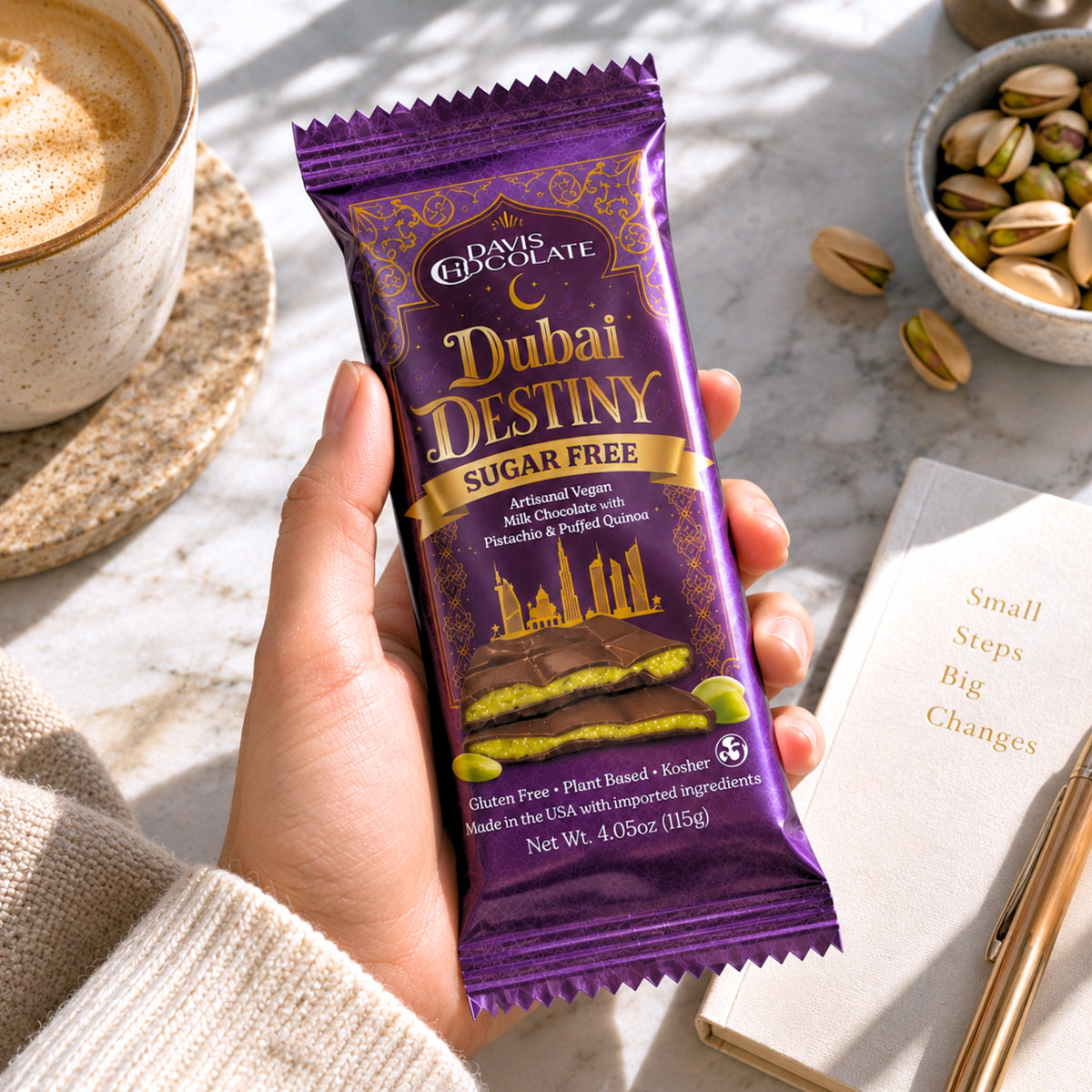 Sugar Free Vegan Milk Dubai Chocolate Bar
