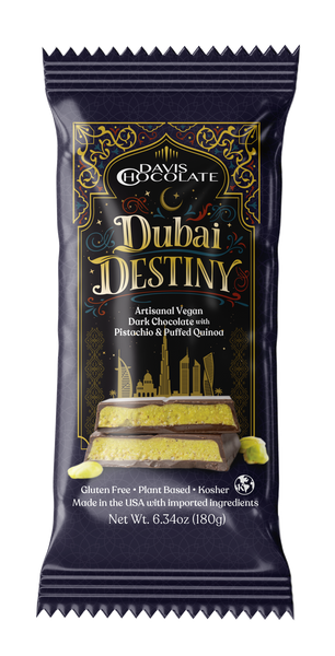 Vegan & Gluten Free Artisanal Dark Chocolate with Pistachio & Puffed Quinoa