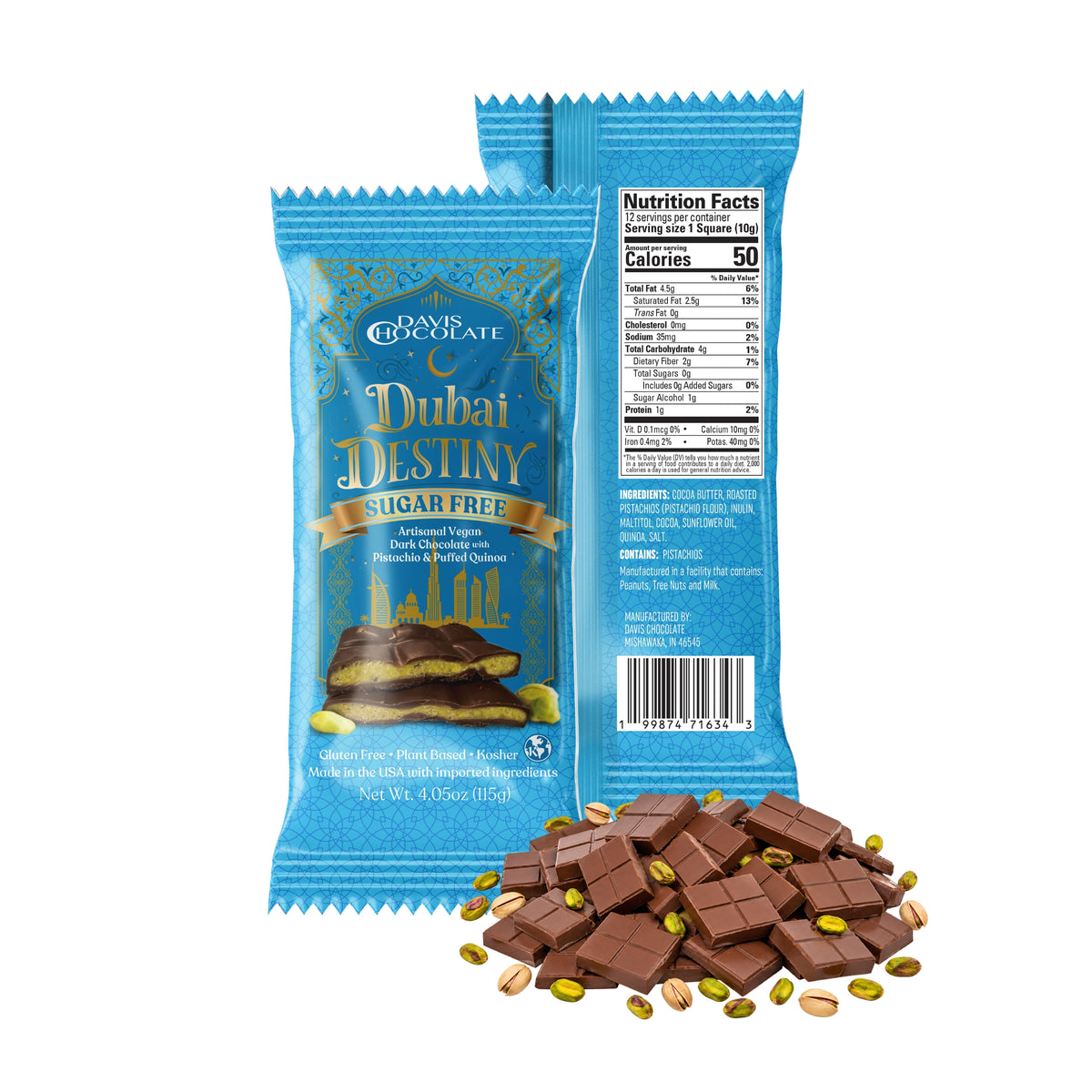 Sugar Free Vegan Dark Dubai Chocolate Bar
