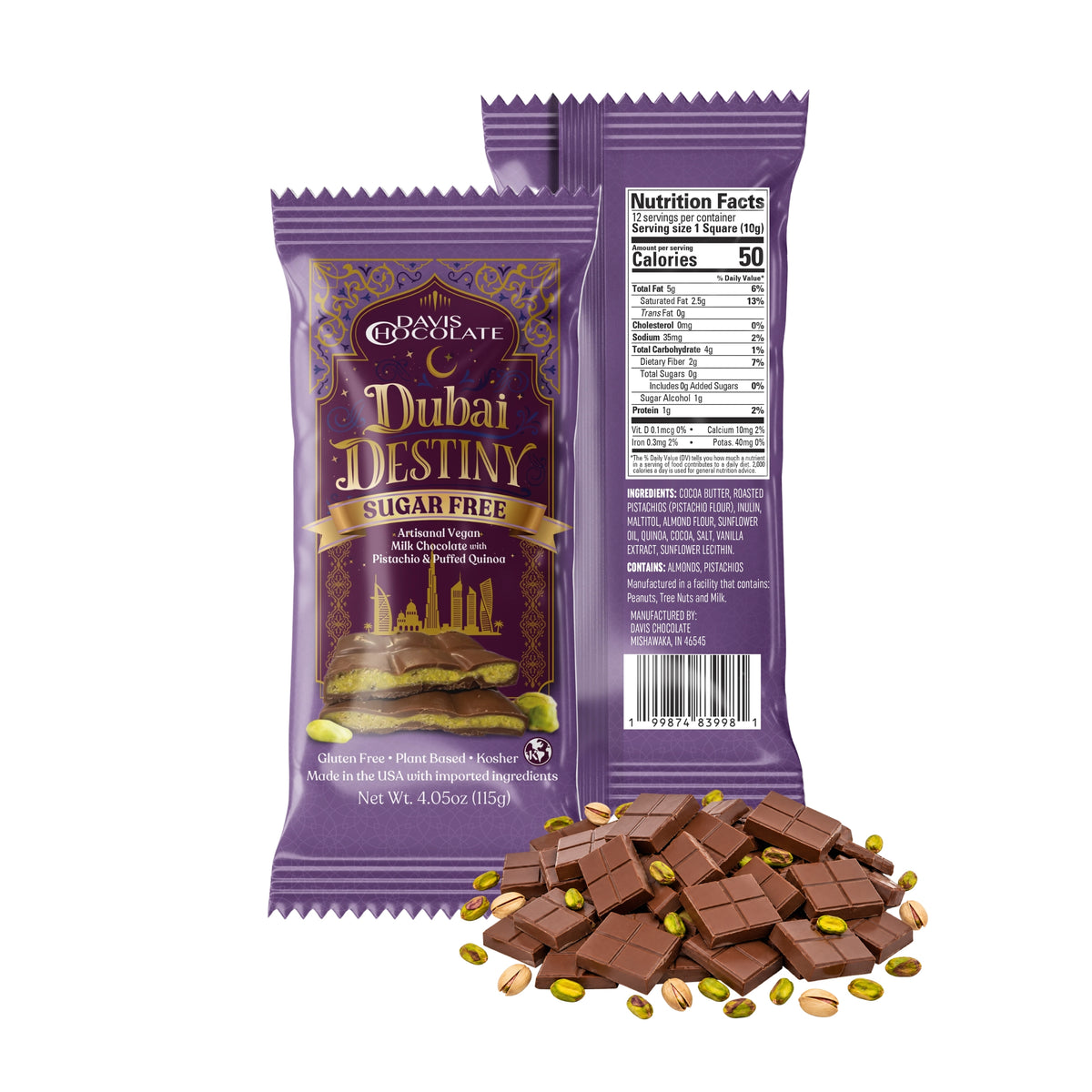 Sugar Free Vegan Milk Dubai Chocolate Bar