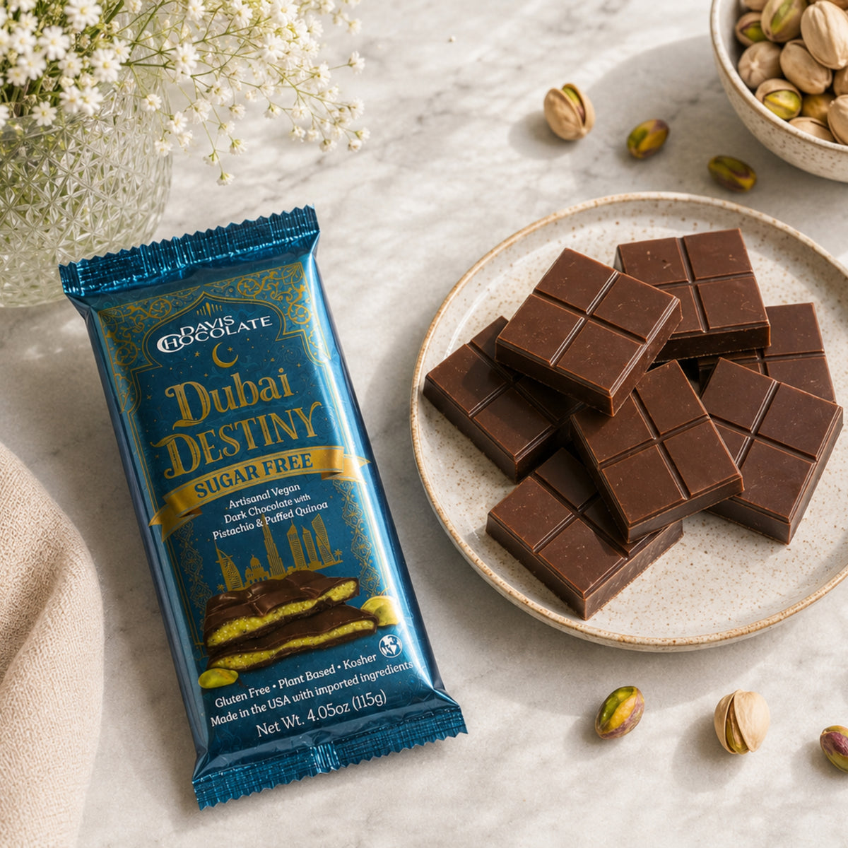 Sugar Free Vegan Dark Dubai Chocolate Bar